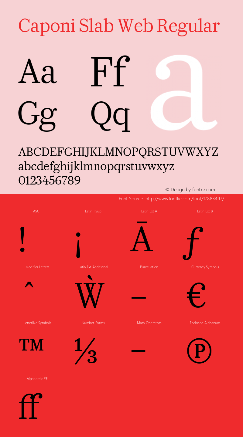 Caponi Slab Web Regular Version 1.1 2010 Font Sample