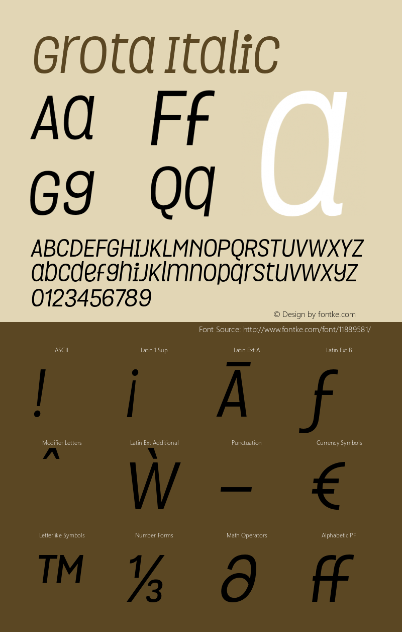 Grota Italic Version 1.000 wf-X by Blackyblack Font Sample