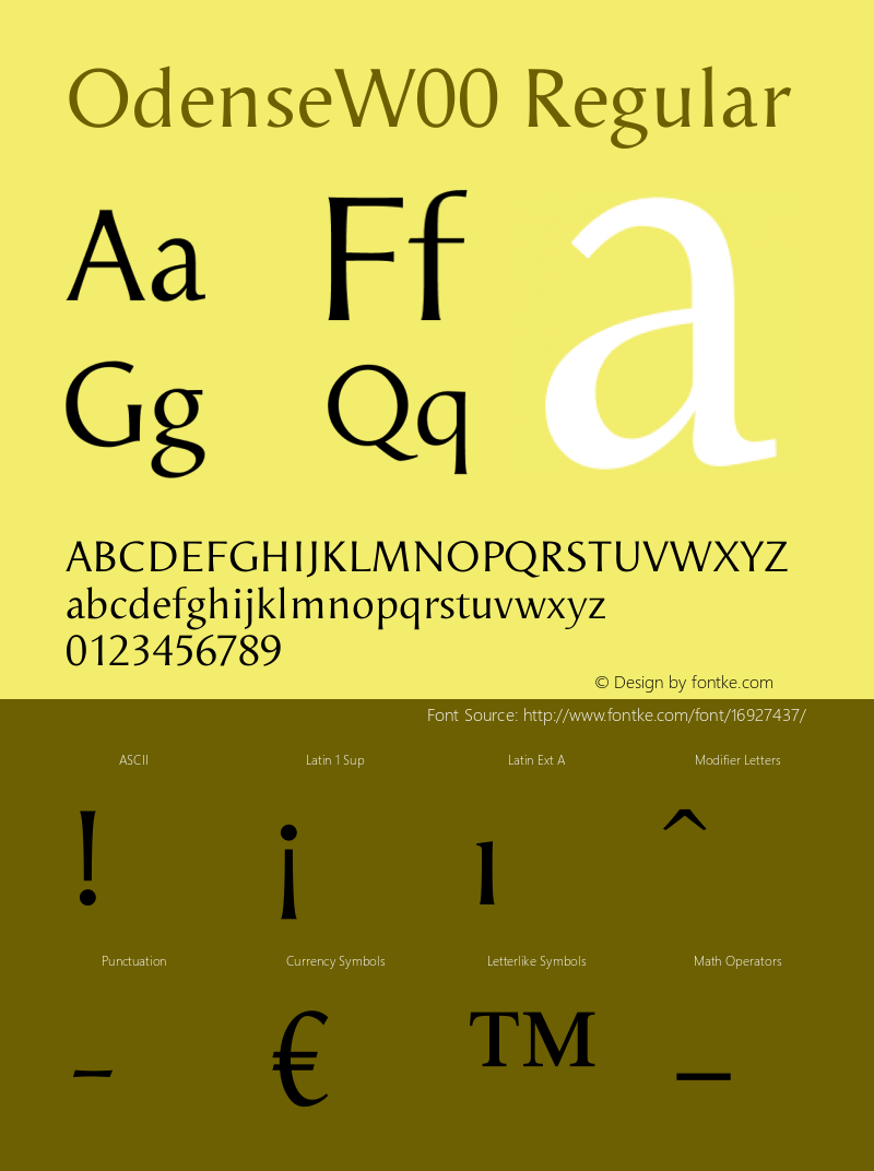 OdenseW00 Regular Version 1.00 Font Sample