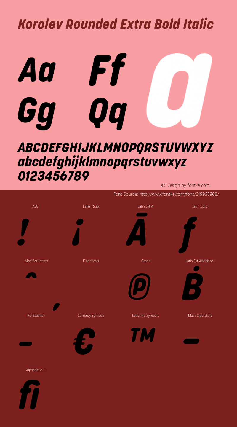 Korolev Rounded Extra Bold Italic Version 2.000;hotconv 1.0.109;makeotfexe 2.5.65596图片样张