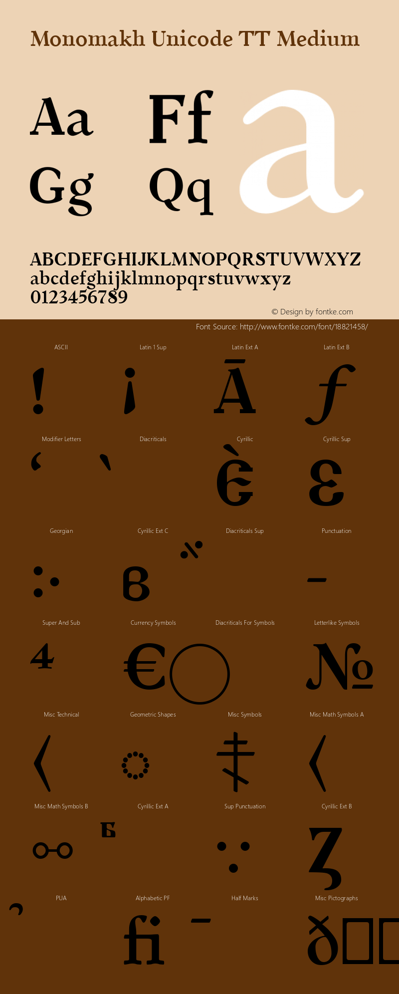 Monomakh Unicode TT Medium Version 1.1 Font Sample