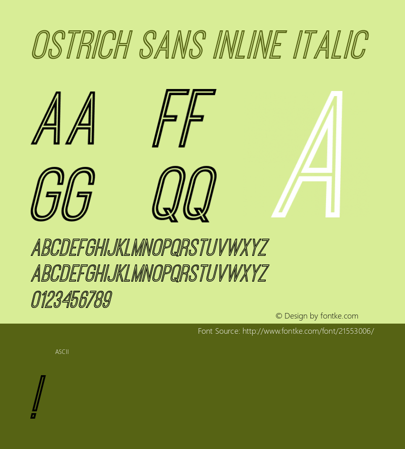 Ostrich Sans Inline Italic  Font Sample