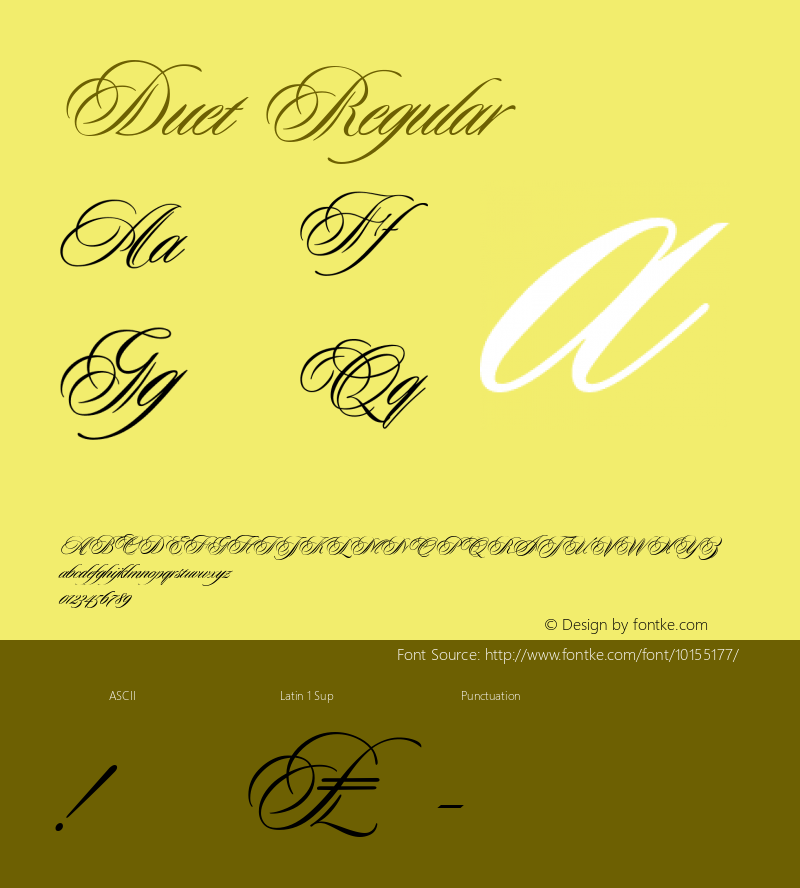 Duet Regular Macromedia Fontographer 4.1.5 12/7/04 Font Sample