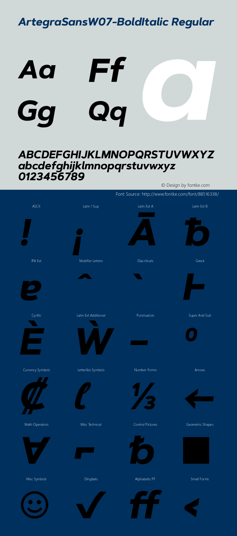 Artegra Sans W07 Bold Italic Version 1.004 Font Sample