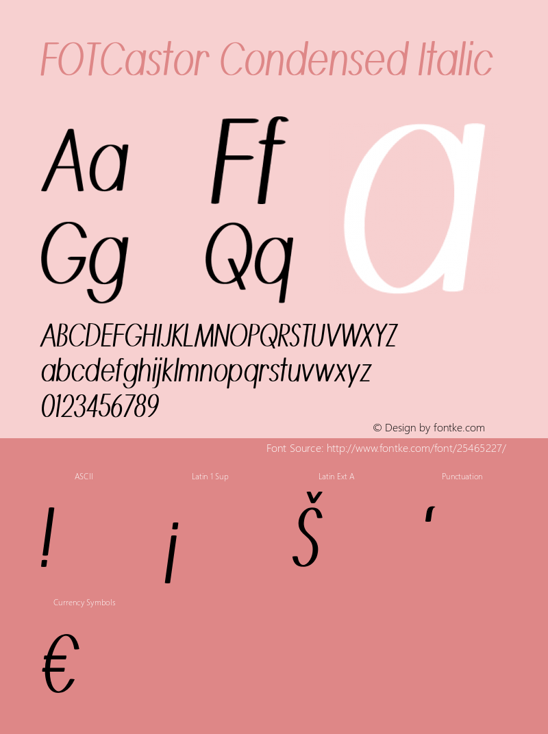 FOTCastor-CondensedItalic Version 1.000 Font Sample