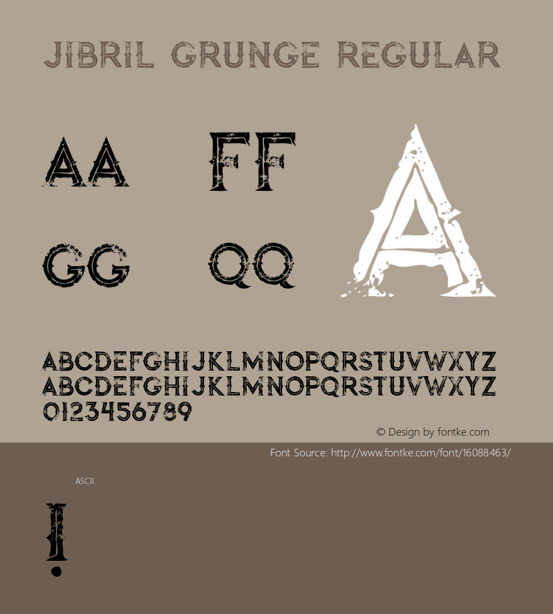 jibril grunge Regular 1.000 Font Sample