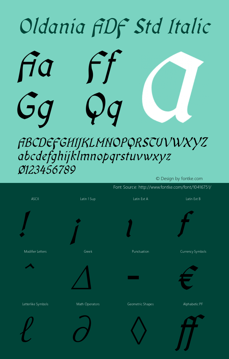 Oldania ADF Std Italic Version 1.006;FFEdit Font Sample