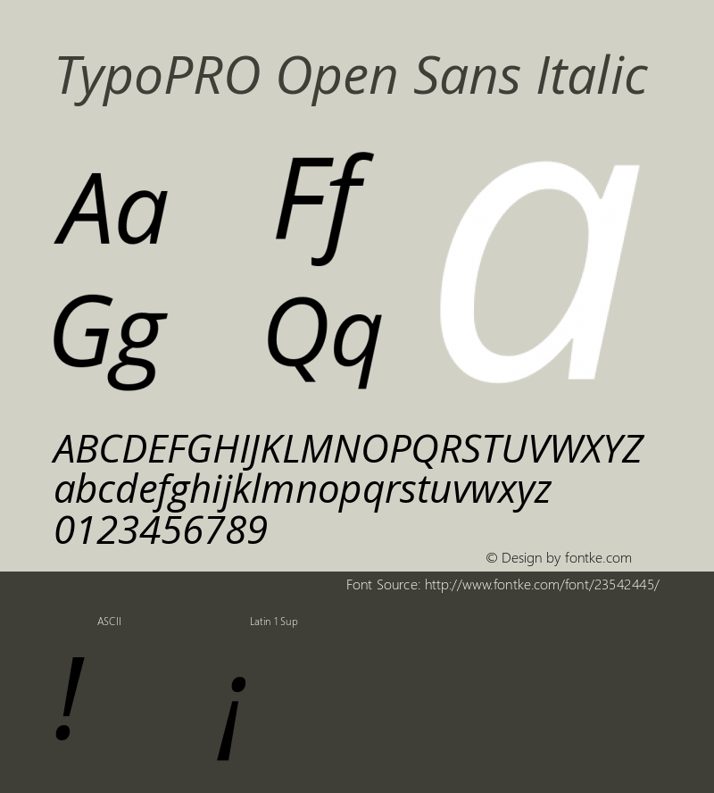 TypoPRO Open Sans Italic Version 1.10 Font Sample