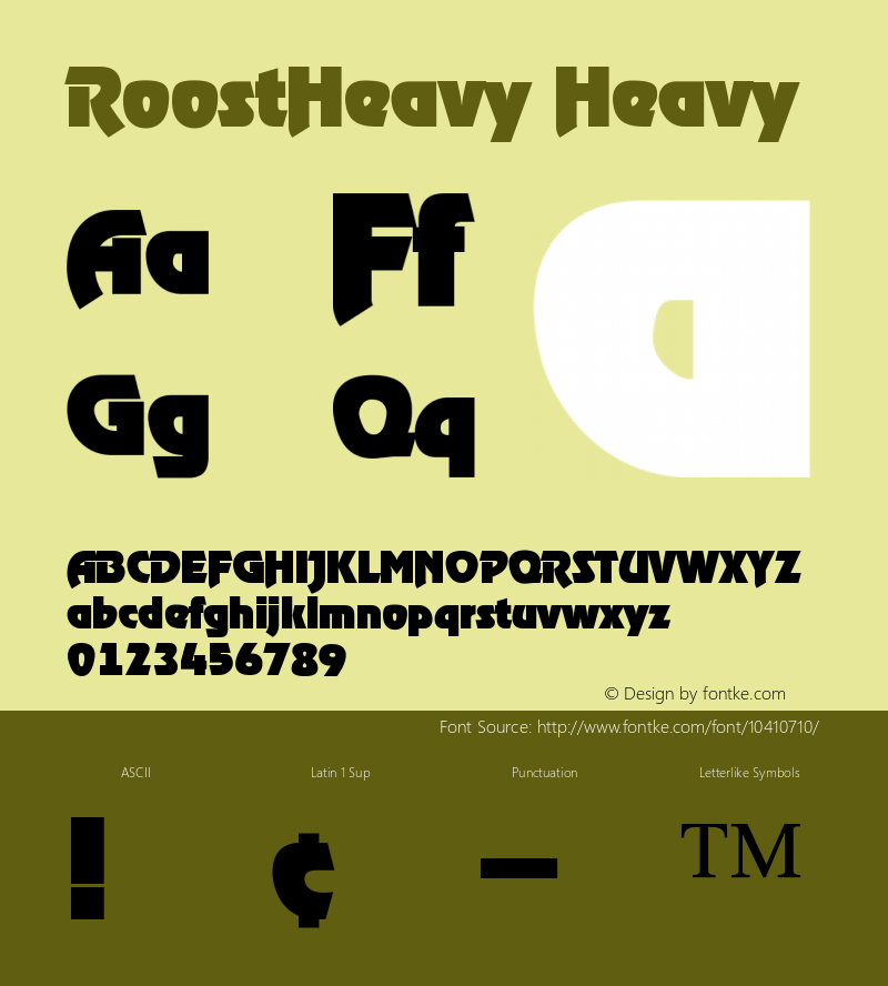 RoostHeavy Heavy Version 001.001 Font Sample