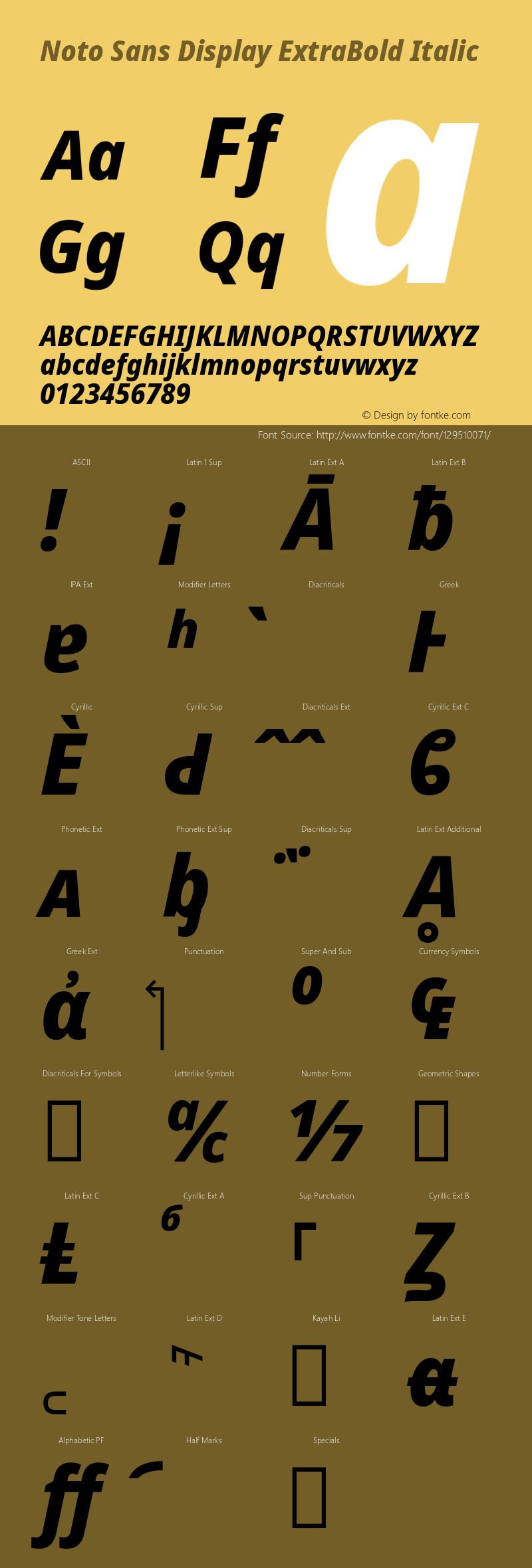 Noto Sans Display ExtraBold Italic Version 2.003 Font Sample