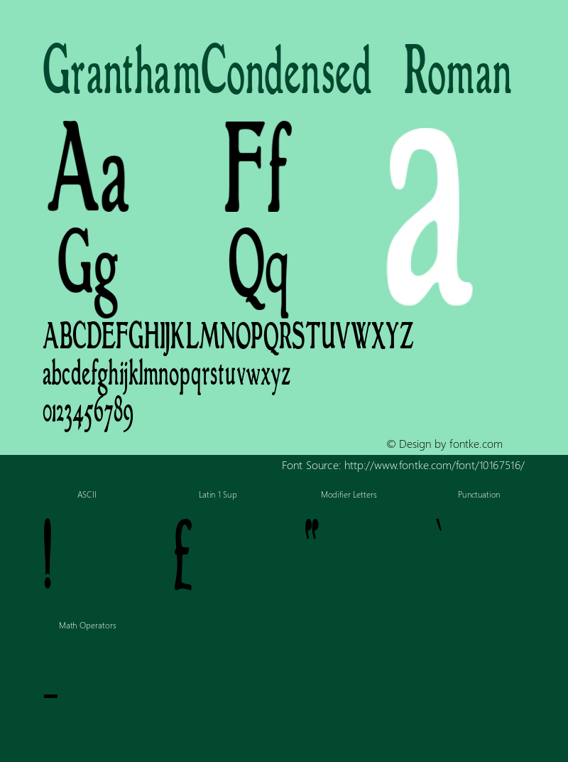 GranthamCondensed Roman 1.0 Font Sample