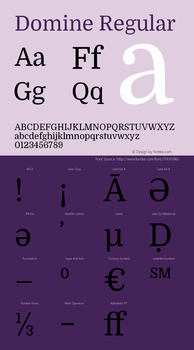 Domine Regular Version 1.000; ttfautohint ( Font Sample