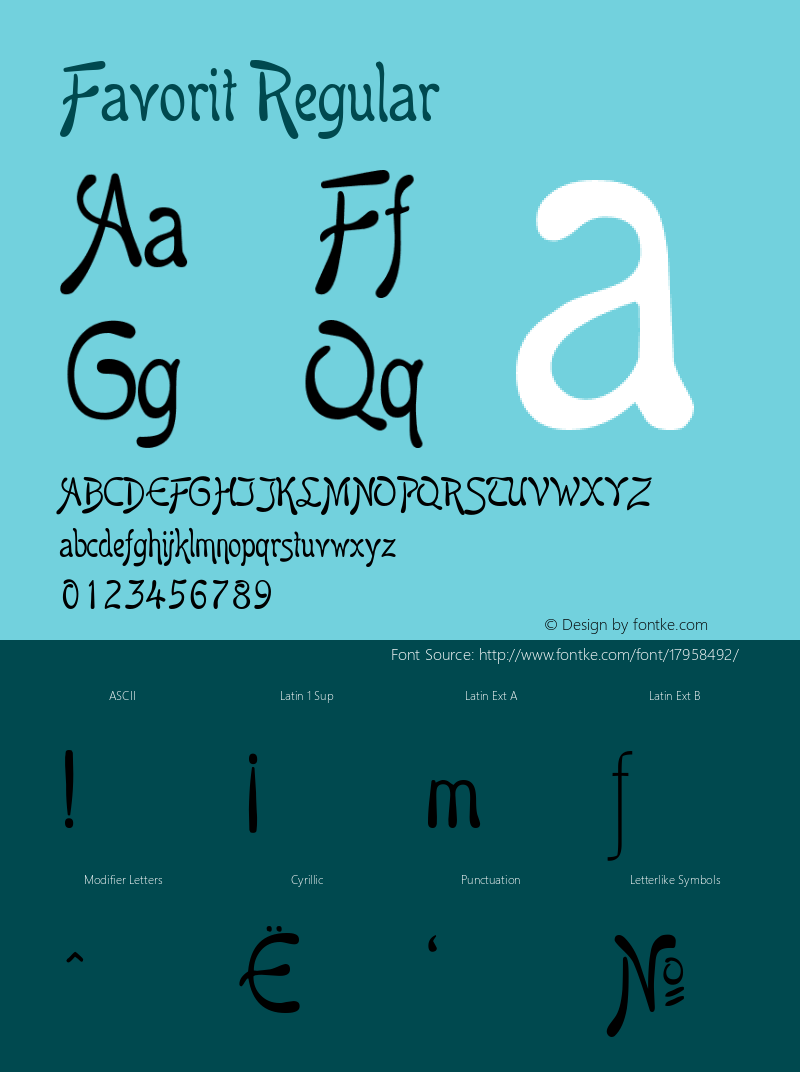 Favorit Regular Version 1.000 2006 initial release Font Sample