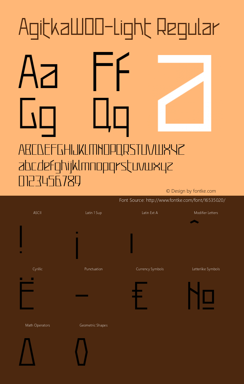 AgitkaW00-Light Regular Version 1.00 Font Sample