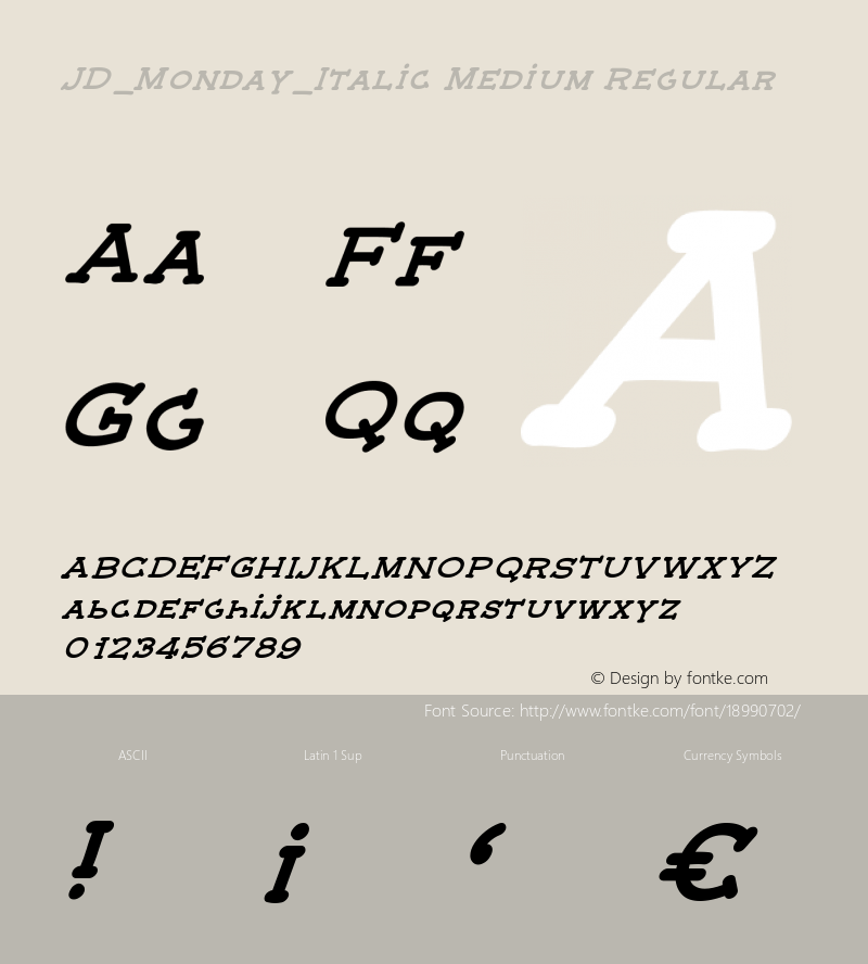 JD_Monday_Italic Medium Regular Version 1.000 Font Sample