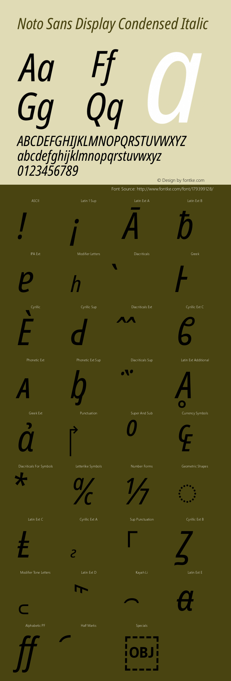 Noto Sans Display Condensed Italic Version 2.004图片样张