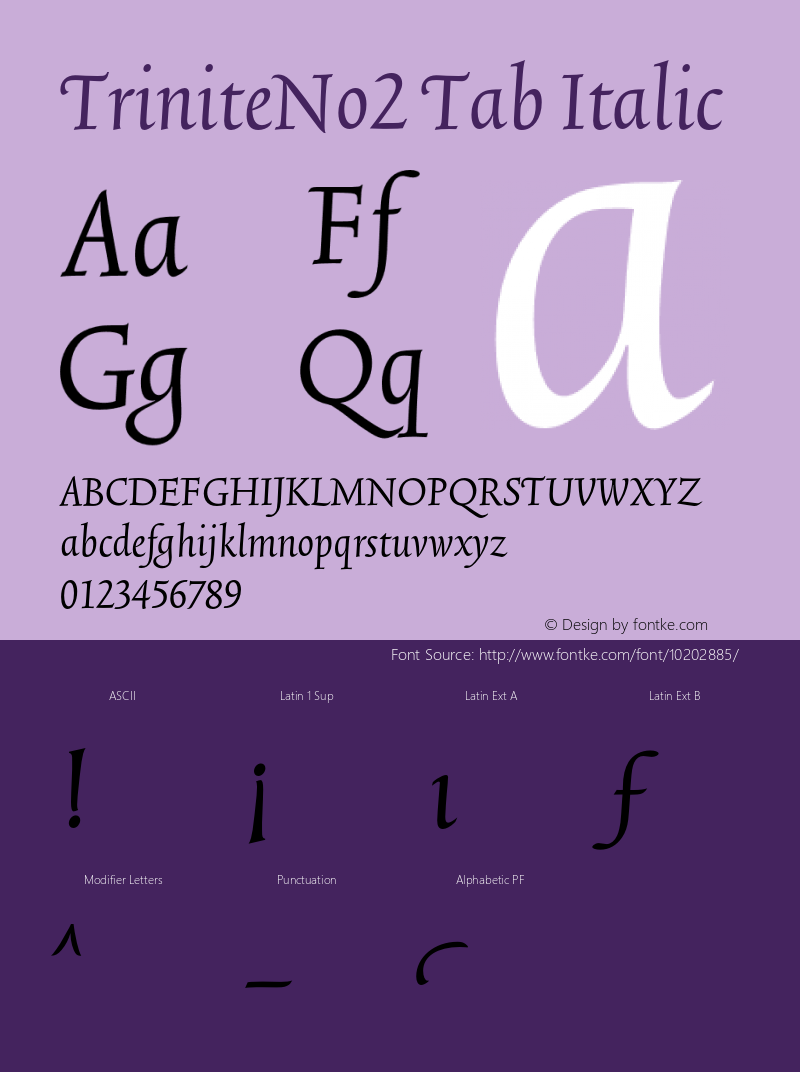 TriniteNo2 Tab Italic 001.000 Font Sample