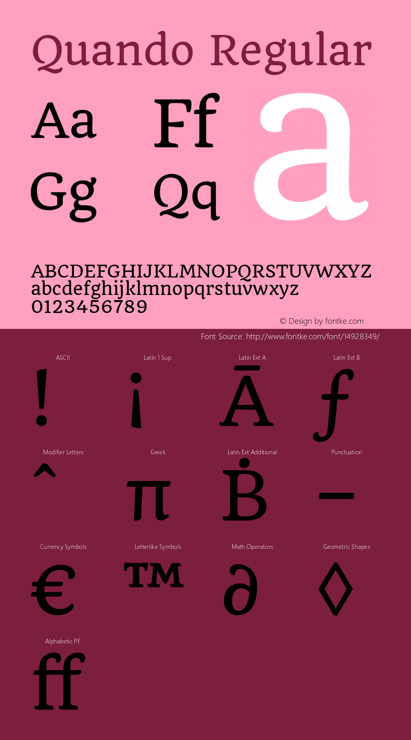 Quando Regular Version 1.002 Font Sample