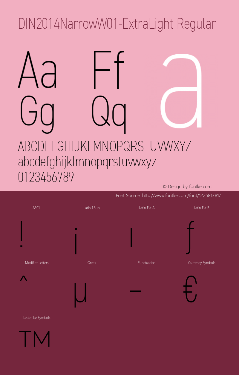 DIN 2014 Narrow W01 Extra Light Version 1.20 Font Sample