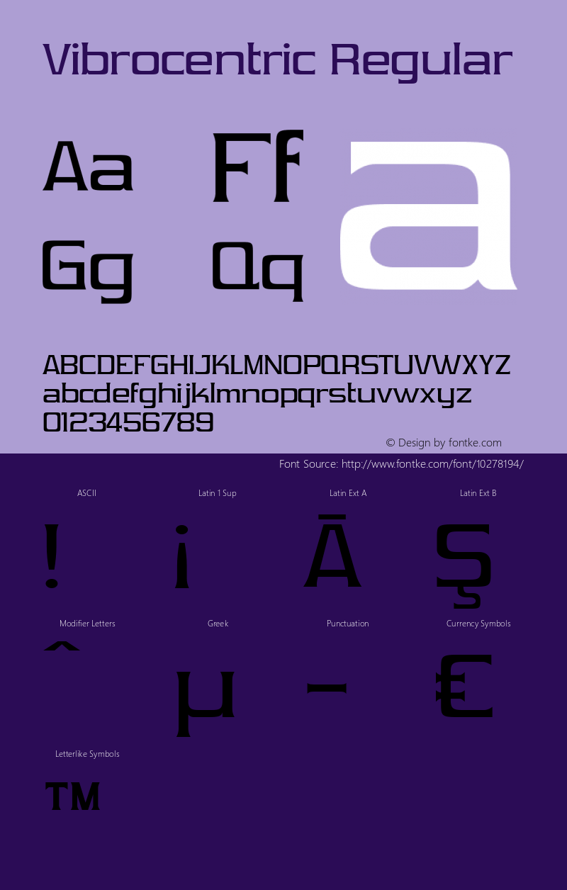 Vibrocentric Regular OTF 3.000;PS 001.001;Core 1.0.29 Font Sample