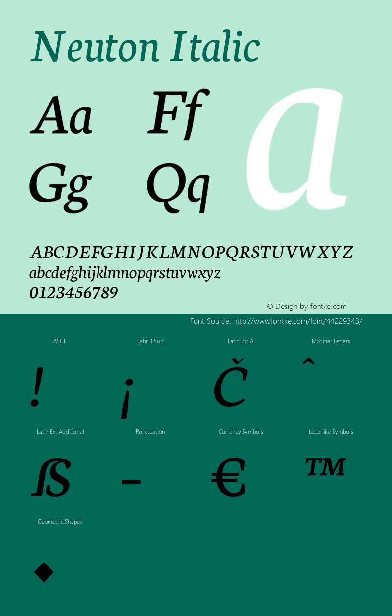 Neuton Italic Version 1.560 Font Sample
