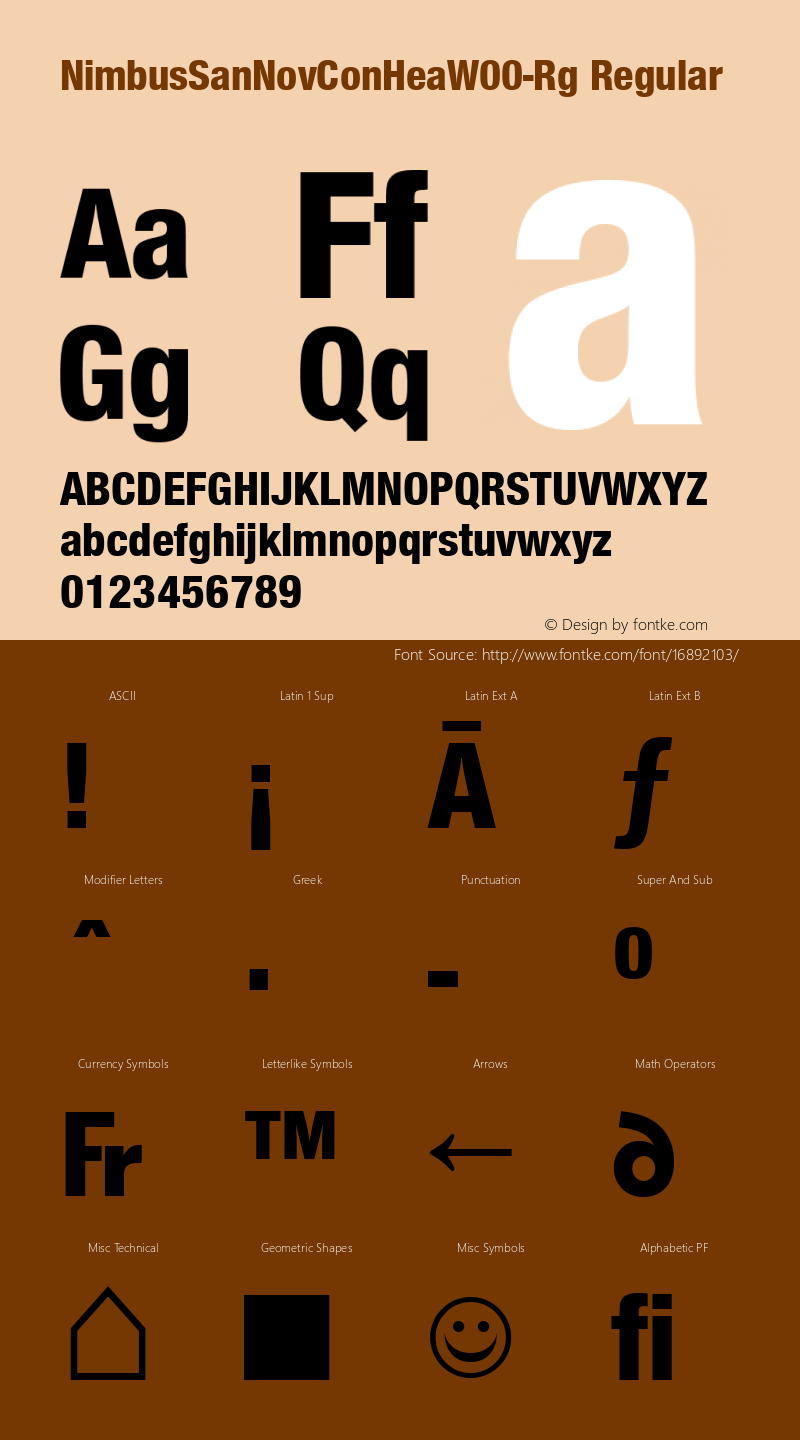 NimbusSanNovConHeaW00-Rg Regular Version 1.10 Font Sample