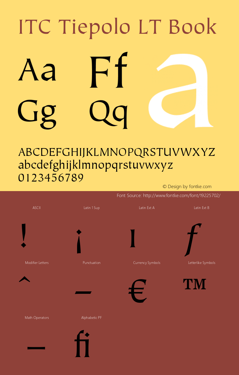 ITC Tiepolo LT Book Version 006.000 Font Sample