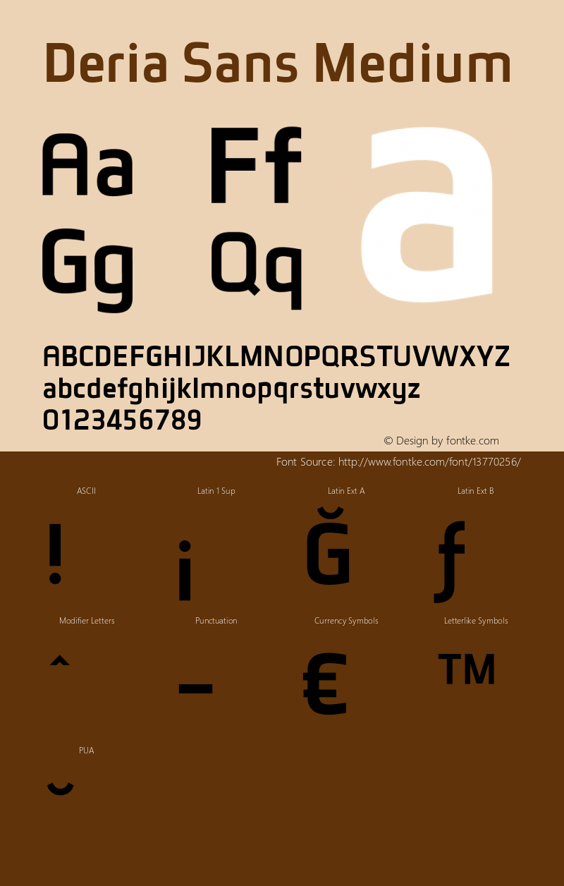 Deria Sans Medium Version 1.000 2011 initial release Font Sample