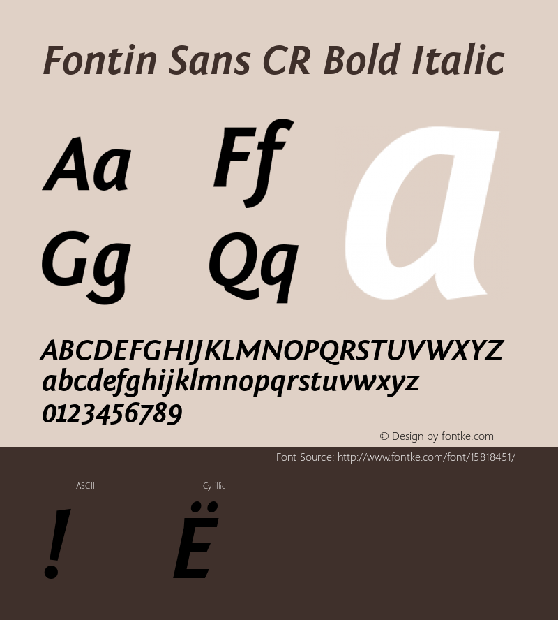 Fontin Sans CR Bold Italic 1.000; ttfautohint (v1.4.1) Font Sample