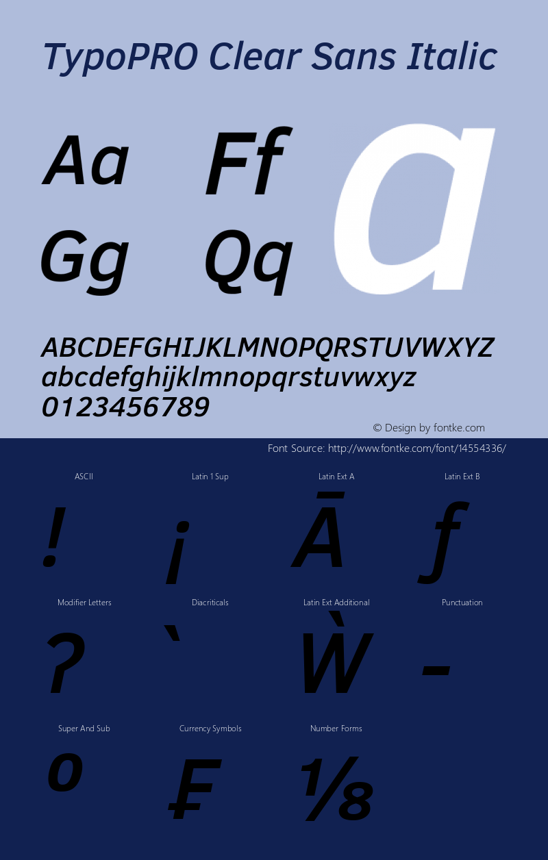 TypoPRO Clear Sans Italic Version 1.00 Font Sample