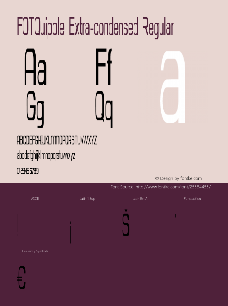 FOTQuipple-ExtracondensedRegular Version 1.000 Font Sample