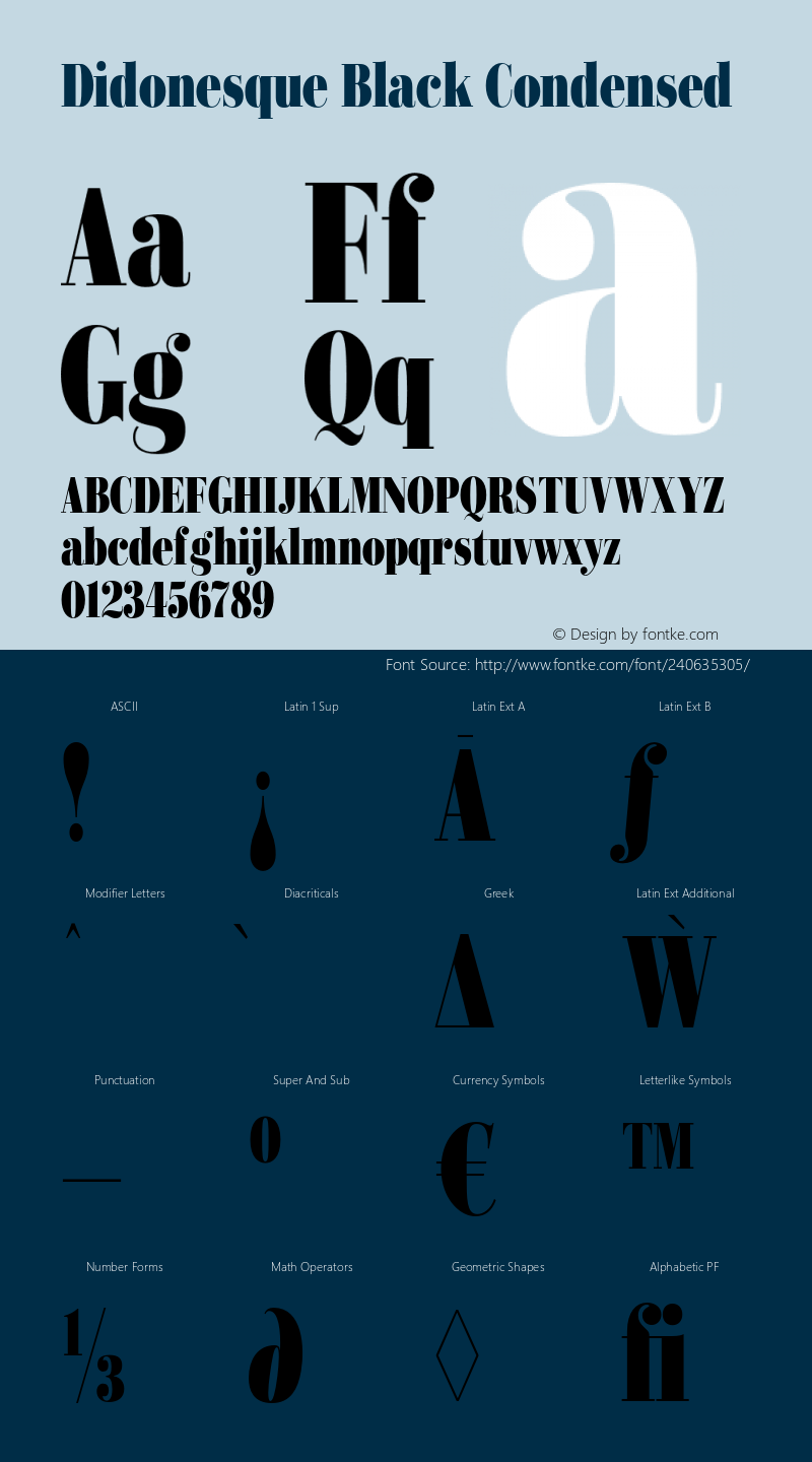 Didonesque Black Condensed Version 1.000;PS 001.000;hotconv 1.0.88;makeotf.lib2.5.64775图片样张