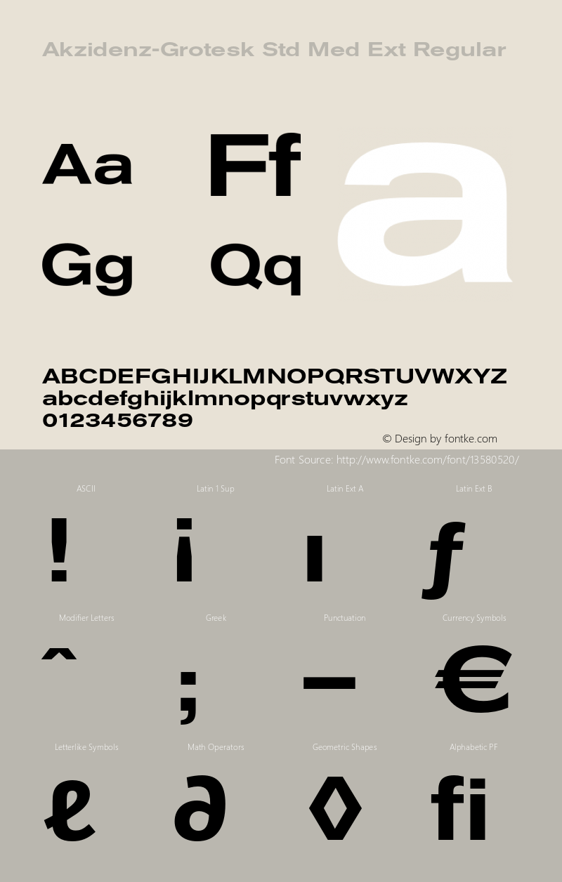 Akzidenz-Grotesk Std Med Ext Regular Version 001.000;Core 1.0.01;otf.5.02.2291;15.06W Font Sample