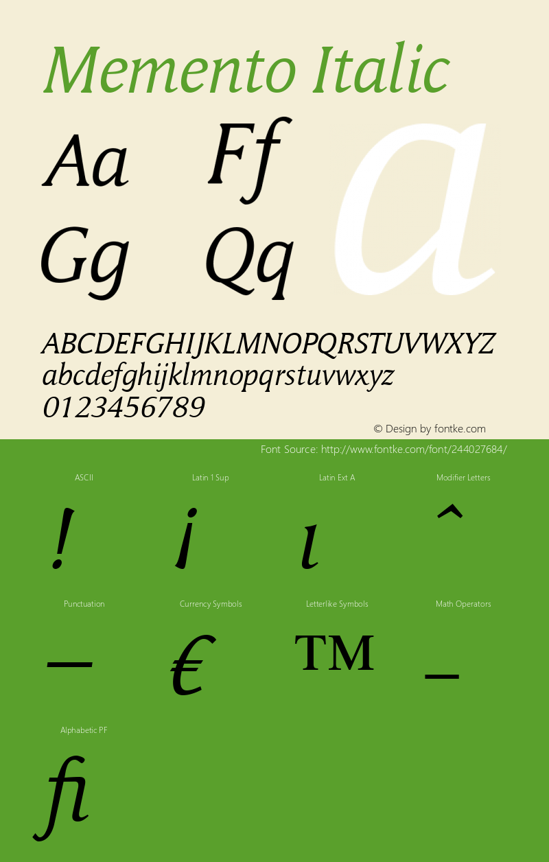 Memento Italic Version 1.00图片样张