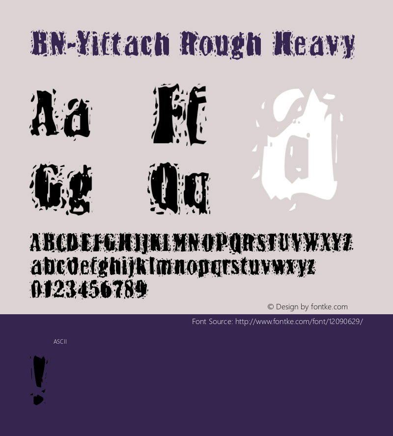 BN-Yiftach Rough Heavy 1999; 2.1 Font Sample