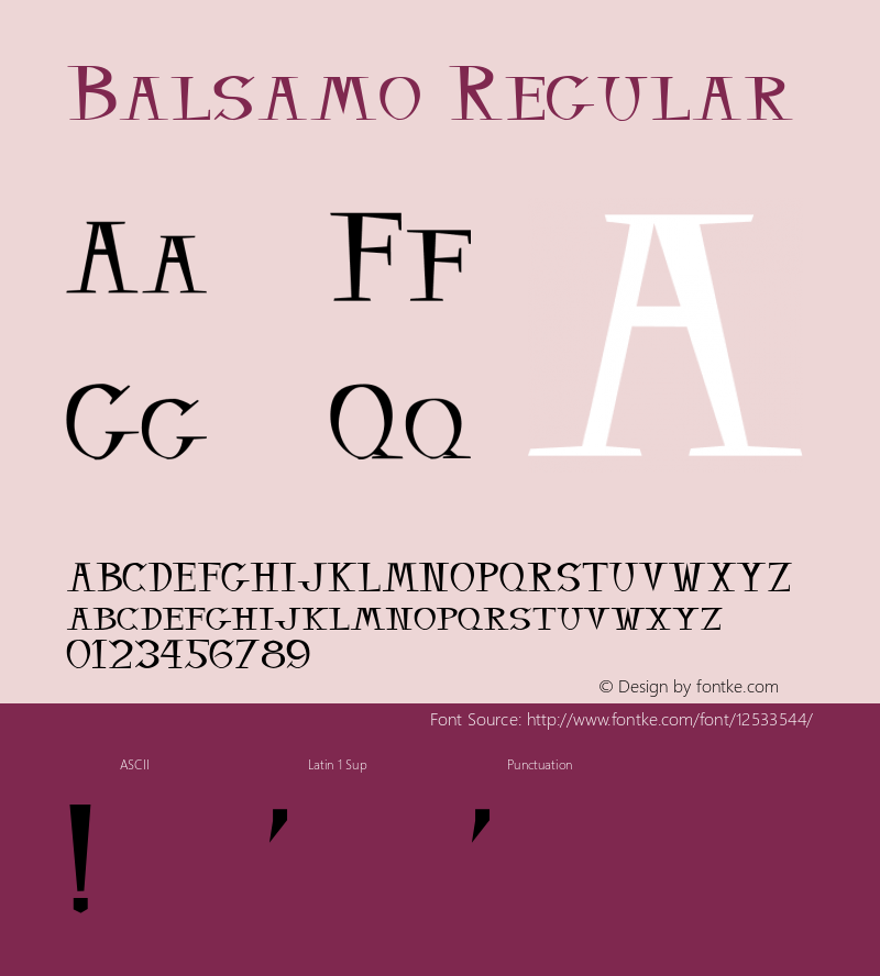 Balsamo Regular Version 001.000 Font Sample