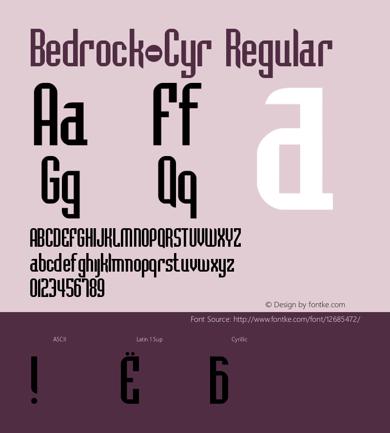 Bedrock-Cyr Regular Version 1.0 Font Sample