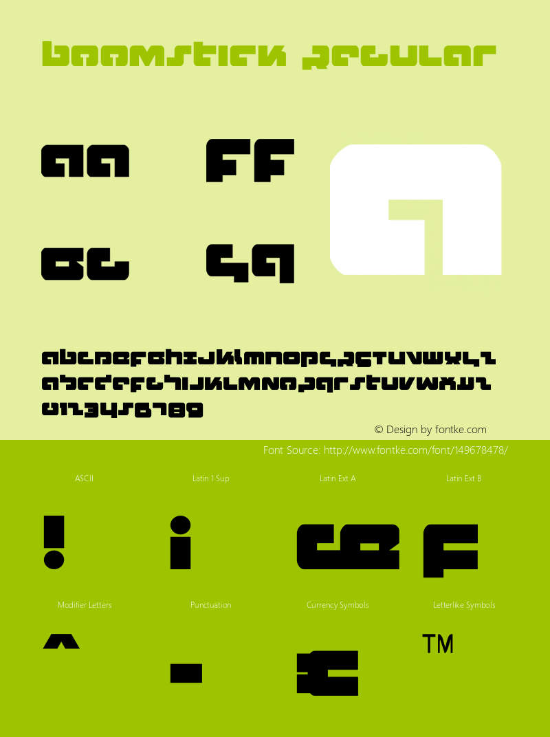 Boomstick Version 1.0; 2014 Font Sample