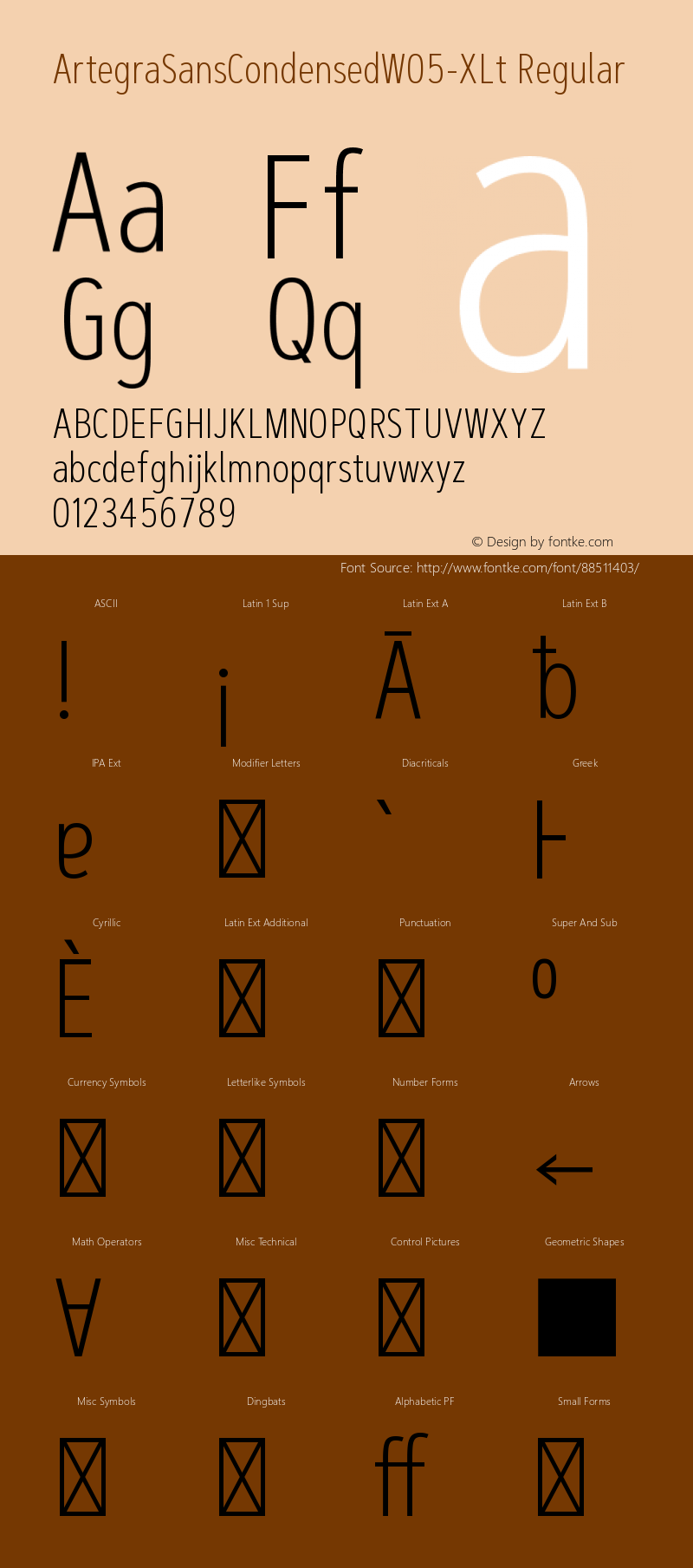 Artegra Sans Condensed W05 XLt Version 1.004 Font Sample