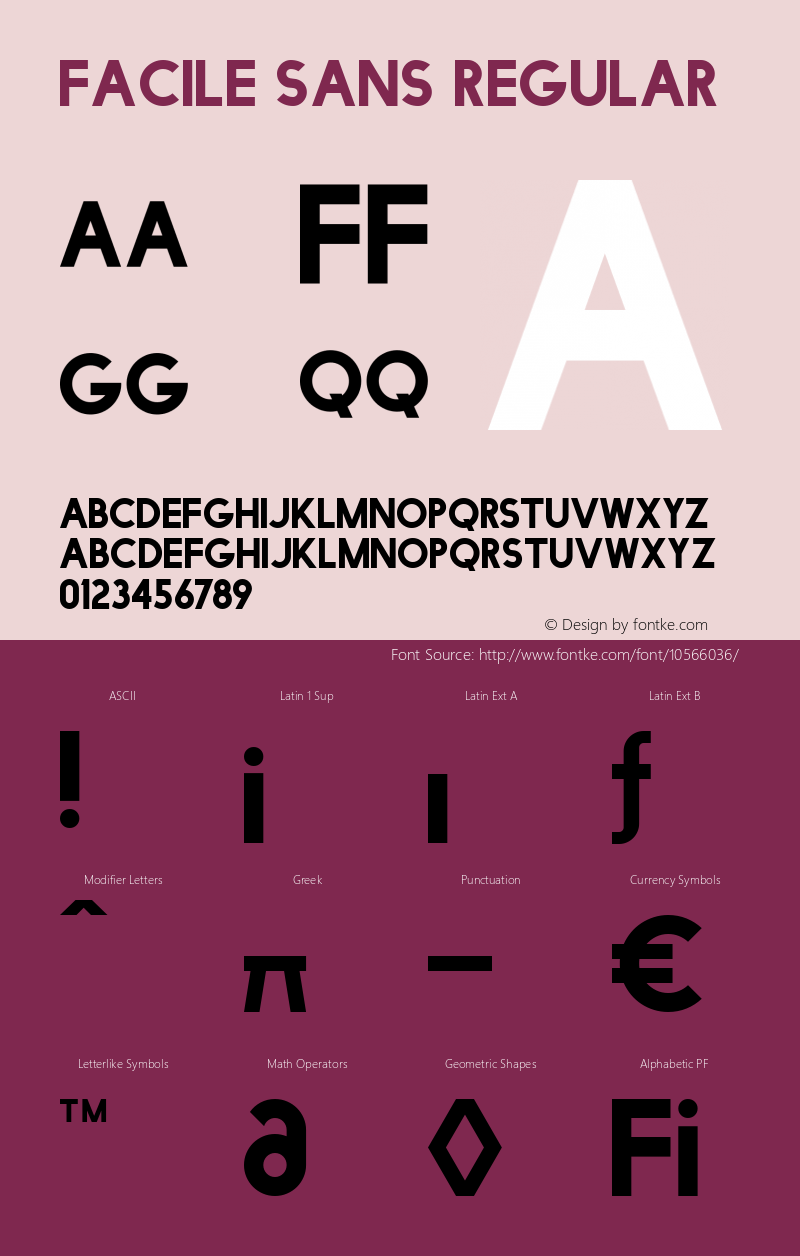 Facile Sans Regular Unknown Font Sample