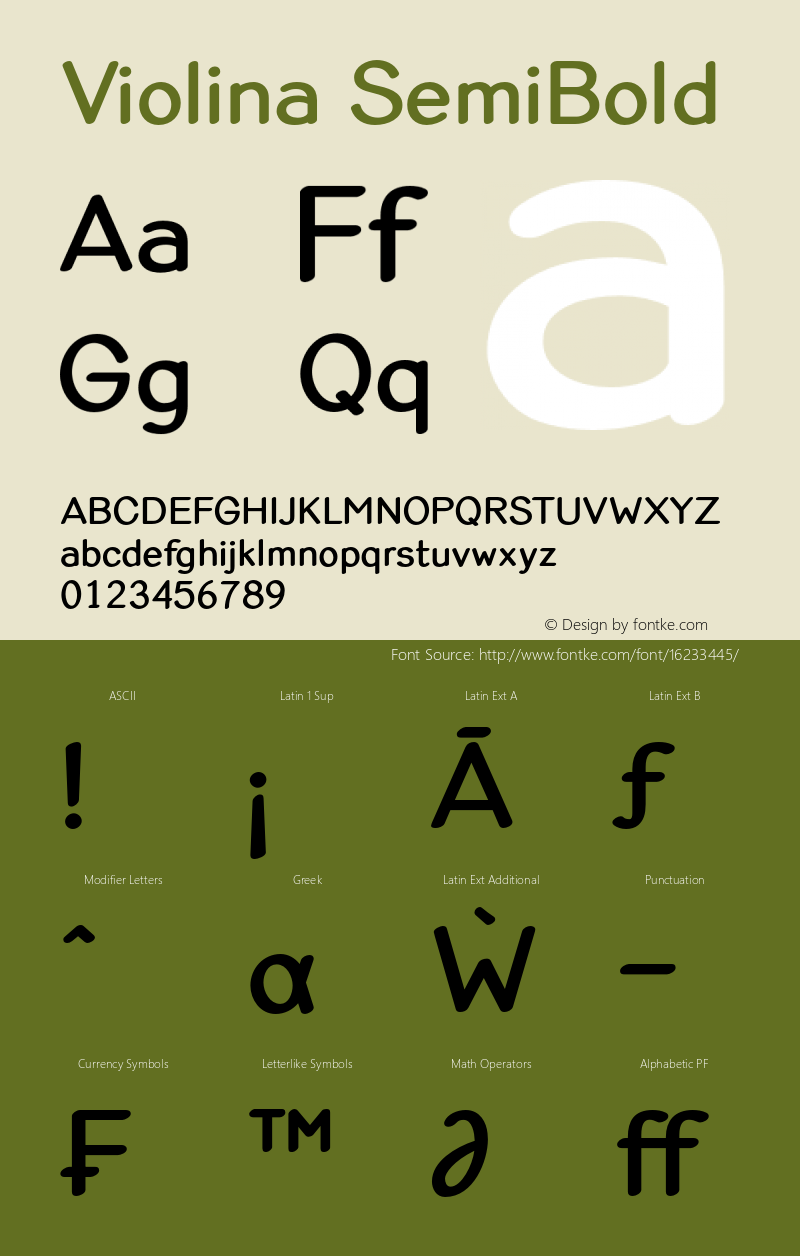 Violina SemiBold Version 001.001 Font Sample