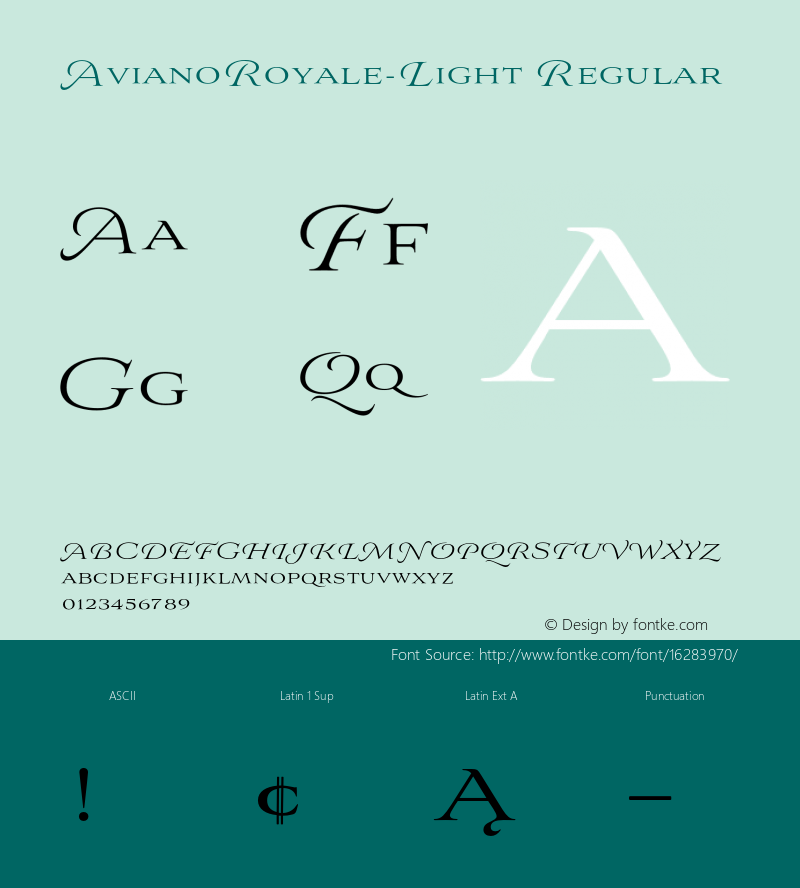 AvianoRoyale-Light Regular Version 1.0 Font Sample