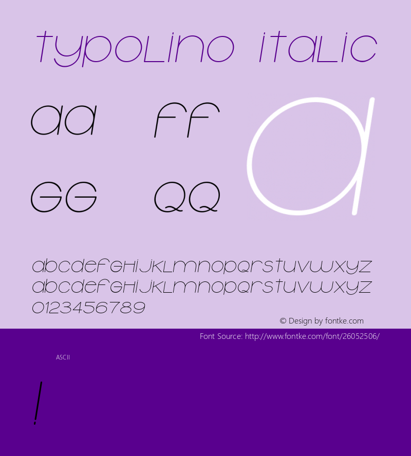 Typolino Italic Version 1.000 Font Sample