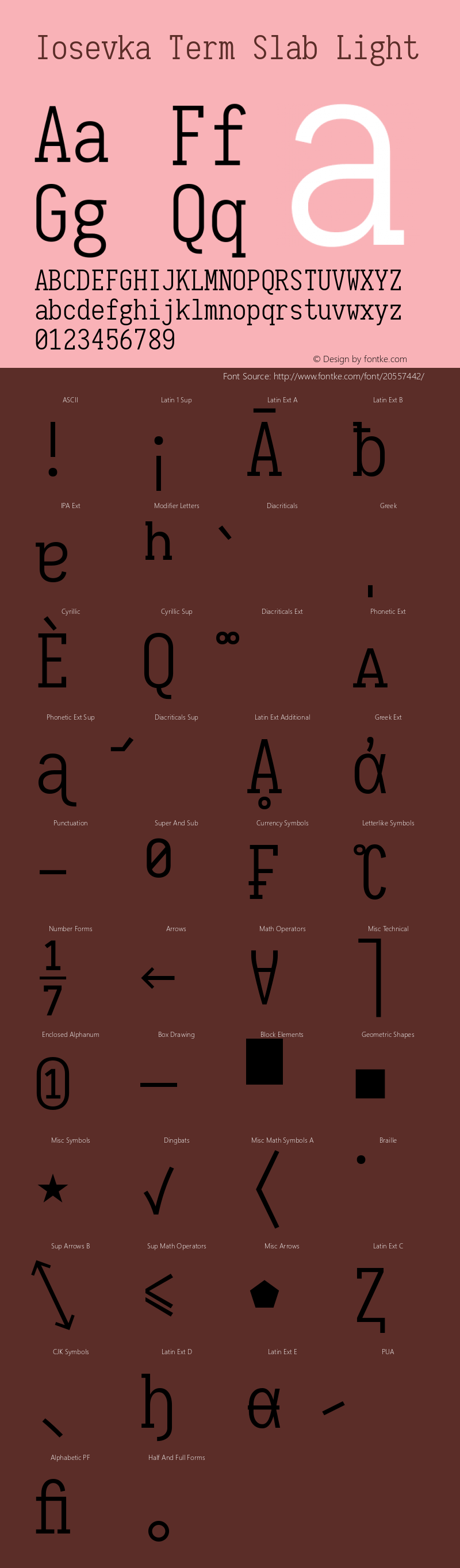 Iosevka Term Slab Light 1.12.5; ttfautohint (v1.6) Font Sample