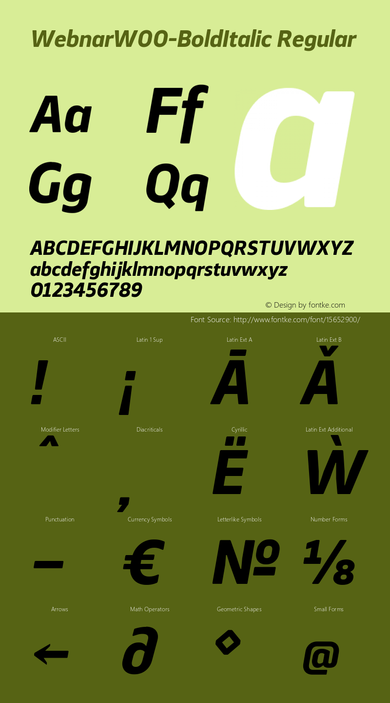 WebnarW00-BoldItalic Regular Version 1.00 Font Sample