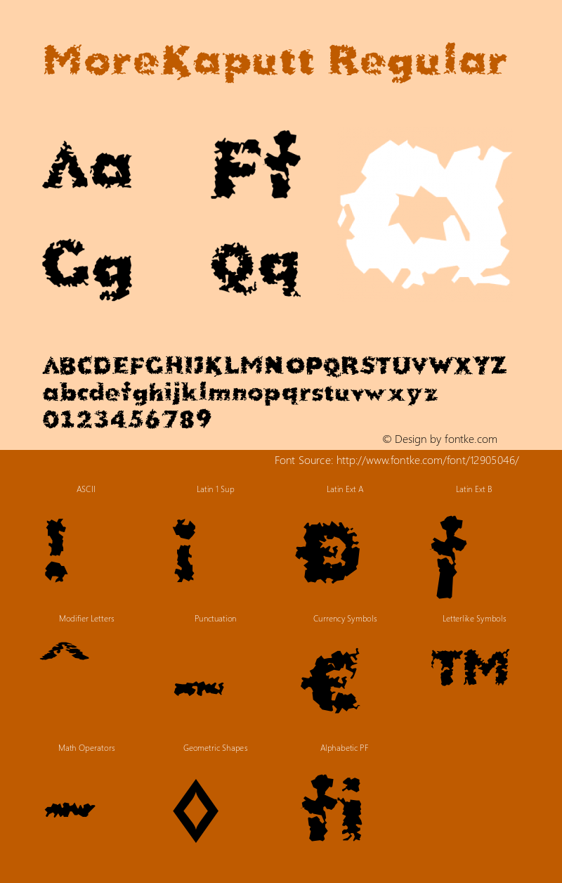 MoreKaputt Regular Version 2.00 2003 initial release Font Sample