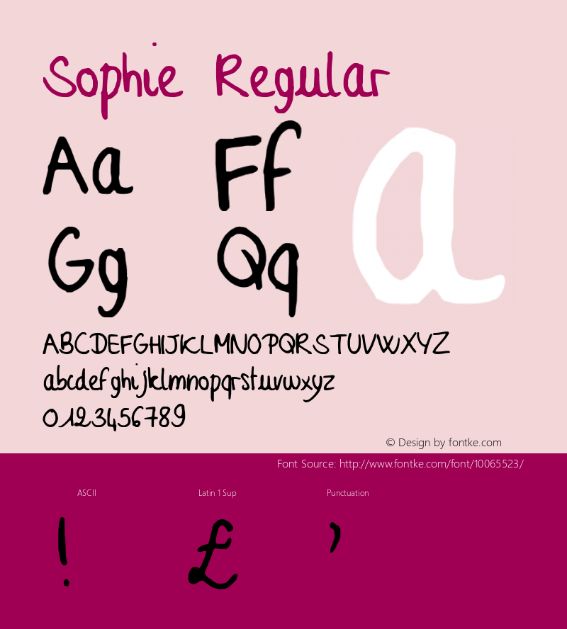 Sophie Regular 1998; 1.0, initial release Font Sample