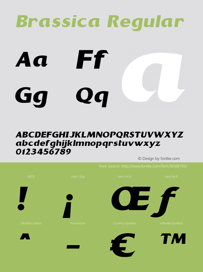 Brassica Regular Version 1.000 Font Sample