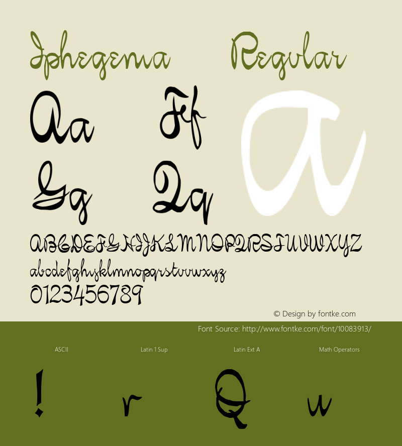 Iphegenia™ Regular Altsys Fontographer 4.0.3 7/26/96 Font Sample