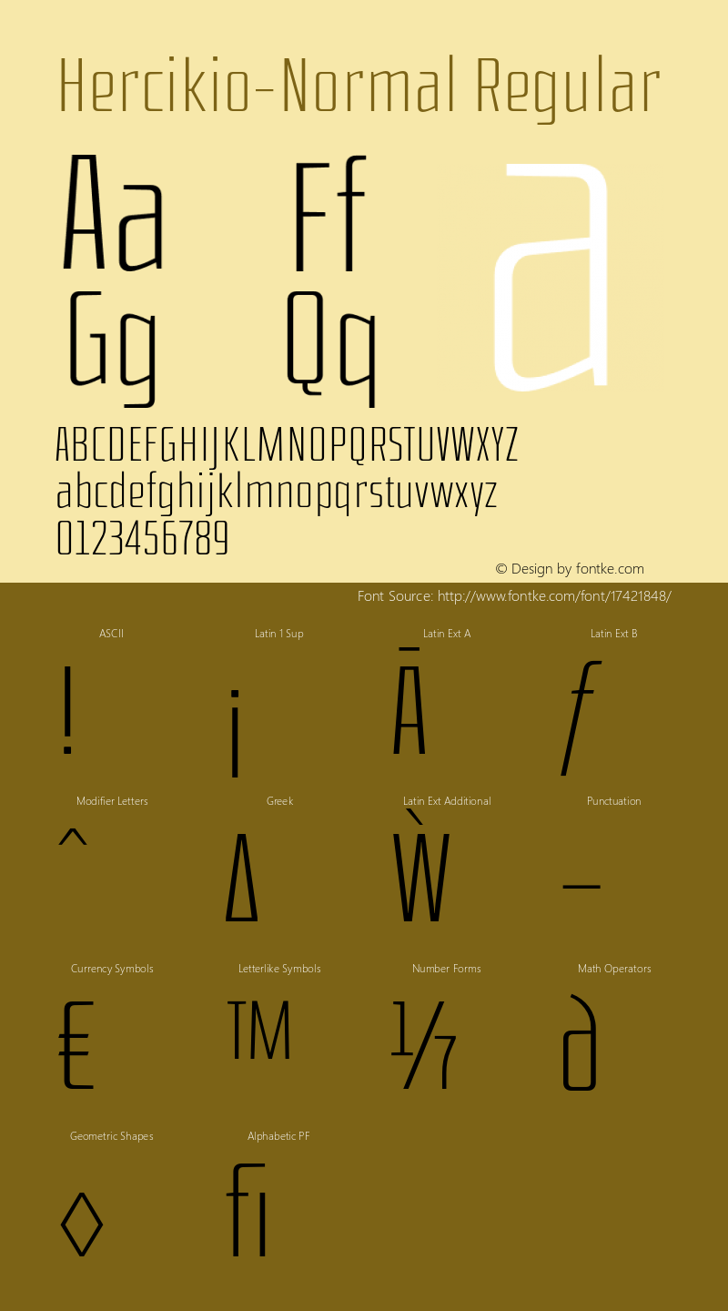 Hercikio-Normal Regular Version 1.000;PS 001.000;hotconv 1.0.70;makeotf.lib2.5.58329;com.myfonts.easy.sea-types.Hercilio.normal.wfkit2.version.4Awr Font Sample